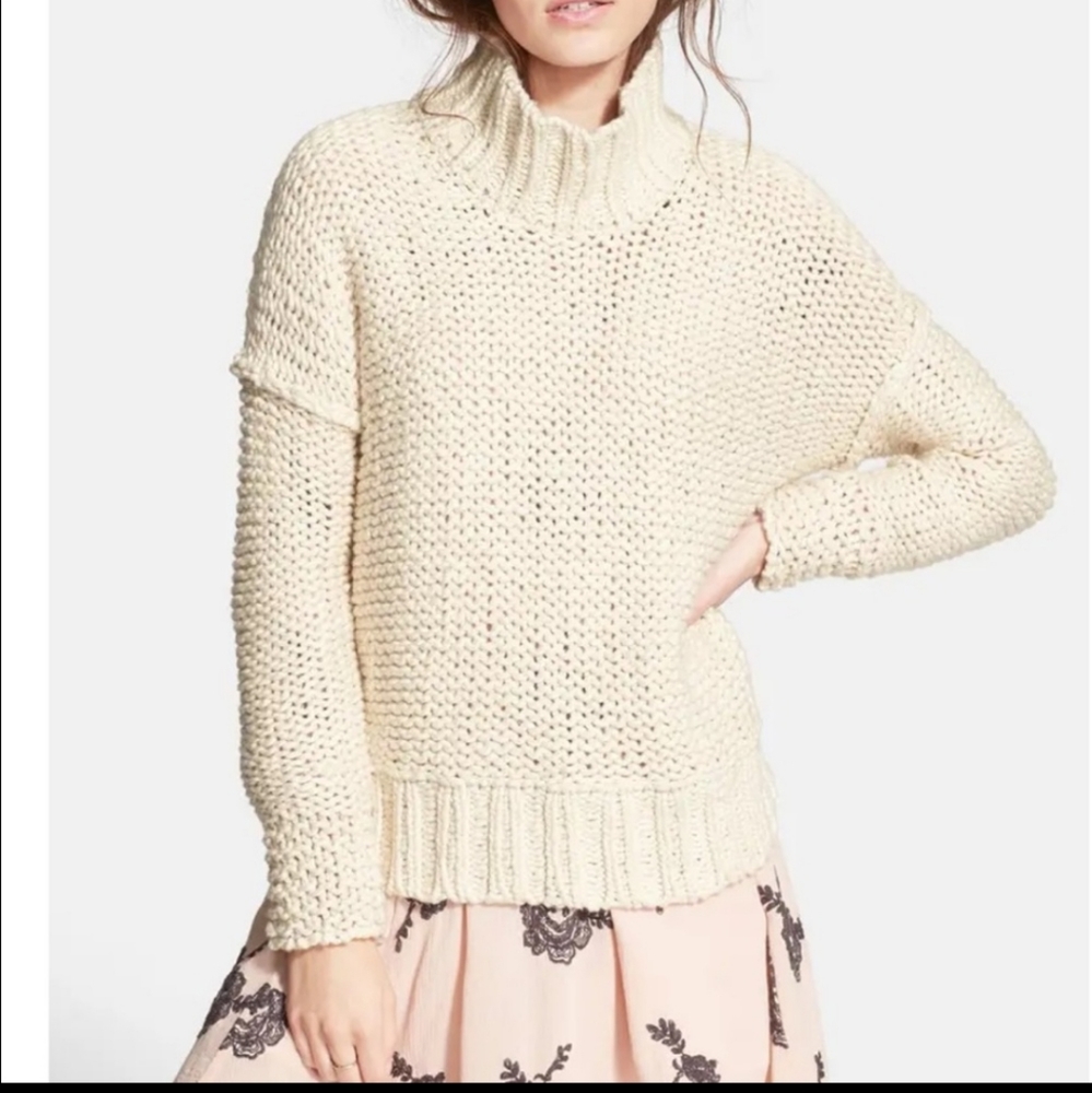Free People Cream Turtleneck Sweater